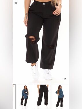 Fashion Nova Distressed Black Joggers